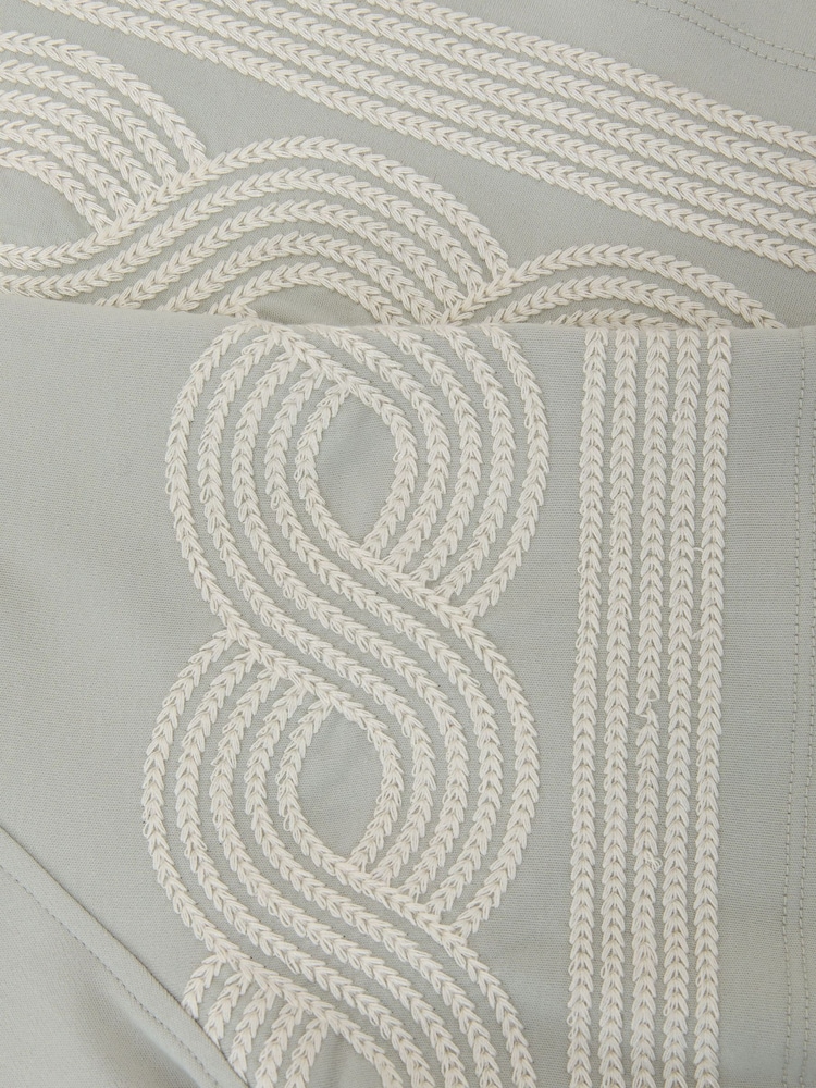 Reiss Soft Sage Green Arden Cotton-Blend Embroidered Cuban-Collar Shirt - Image 6 of 6