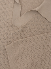 Taupe/Braun - Reiss Sol Textured-Knit Open-Collar Polo Shirt - Bild 7 von 7