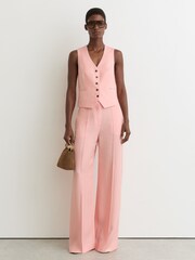 Reiss Pink Magda Button-Through Tailored Waistcoat - Image 3 of 7