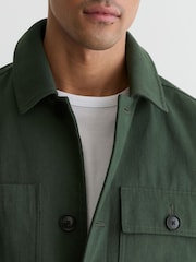 Reiss Forest Green Planner Cotton-Canvas Four-Pocket Chore Jacket - Image 4 of 6