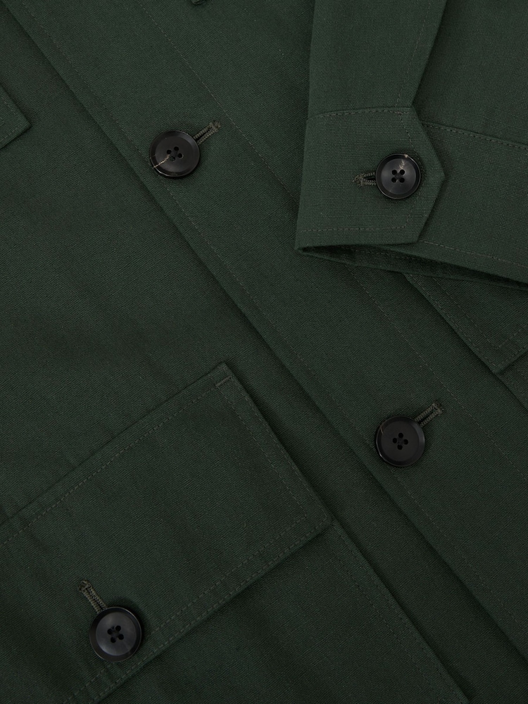 Reiss Forest Green Planner Cotton-Canvas Four-Pocket Chore Jacket - Image 6 of 6