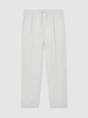 Reiss Stone Barges Linen Relaxed-Fit Drawstring Trousers - Image 2 of 5