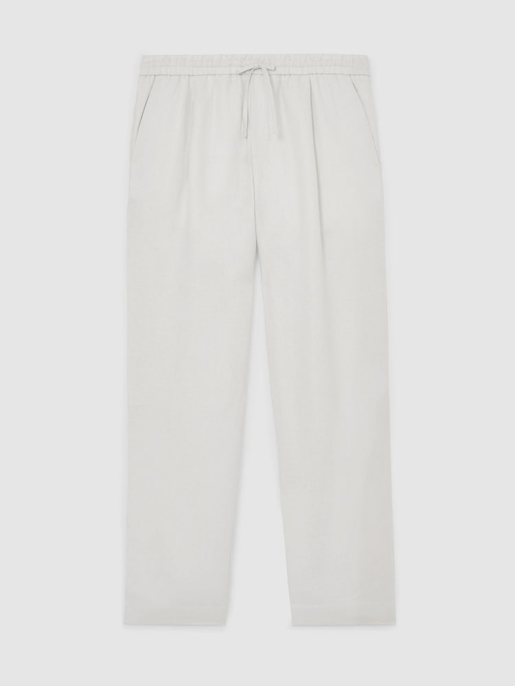 Reiss Stone Barges Linen Relaxed-Fit Drawstring Trousers - Image 2 of 5 Reiss Stone Barges Linen Relaxed-Fit Drawstring Trousers - Image 2 of 5