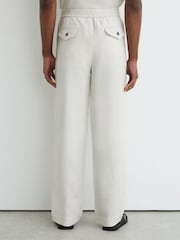 Reiss Stone Barges Linen Relaxed-Fit Drawstring Trousers - Image 4 of 5