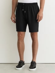 Reiss Black Ajay Seersucker Drawstring Shorts - Image 3 of 6