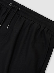 Reiss Black Ajay Seersucker Drawstring Shorts - Image 6 of 6