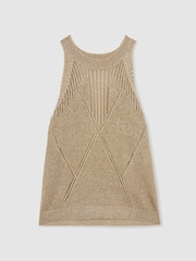 Reiss Gold Maia Textured-Knit Metallic Vest - Image 2 of 7