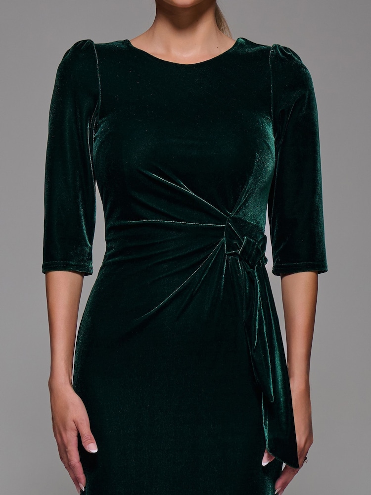green emerald velvet dress Moss Babe High Neck Bodycon Dress main image 1