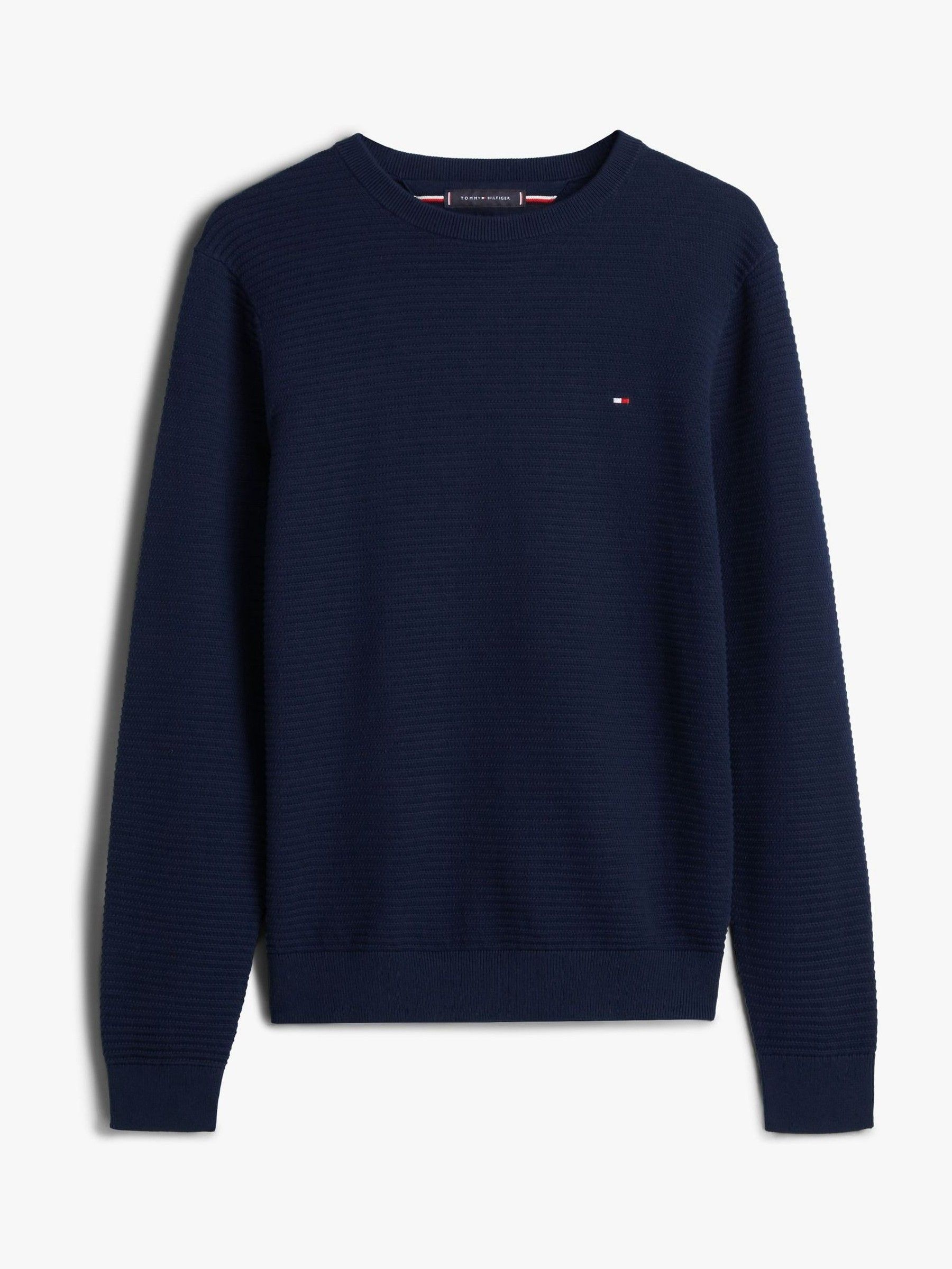 Buy Tommy Hilfiger Blue Textured Knit Crew Neck Jumper from Next