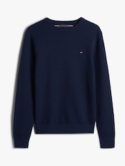 Tommy Hilfiger Blue Textured Knit Crew Neck Jumper - Image 5 of 5