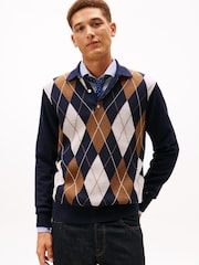 Tommy Hilfiger Blue Argyle Rugby Collar Jumper - Image 1 of 5