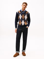 Tommy Hilfiger Blue Argyle Rugby Collar Jumper - Image 3 of 5