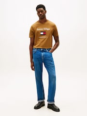 Tommy Hilfiger Brown Logo Embroidery Crew Neck T-Shirt - Image 2 of 5
