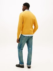 Tommy Hilfiger Yellow Flag Embroidery Cable Knit Jumper - Image 2 of 5