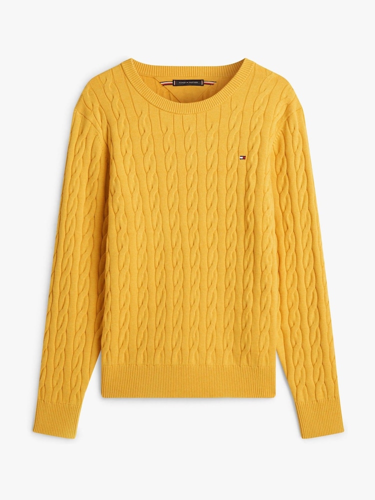 Tommy Hilfiger Yellow Flag Embroidery Cable Knit Jumper - Image 5 of 5