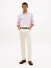 Tommy Hilfiger Pink Regular Fit Pinstripe Oxford Shirt - Image 3 of 5