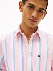 Tommy Hilfiger Pink Regular Fit Pinstripe Oxford Shirt - Image 4 of 5