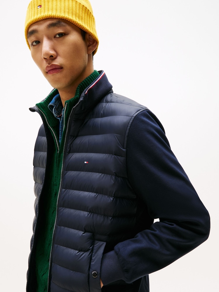 Tommy Hilfiger Blue Mixed Texture Quilted Zip Thru Sweatshirt - Image 2 of 5 Tommy Hilfiger Blue Mixed Texture Quilted Zip Thru Sweatshirt - Image 2 of 5