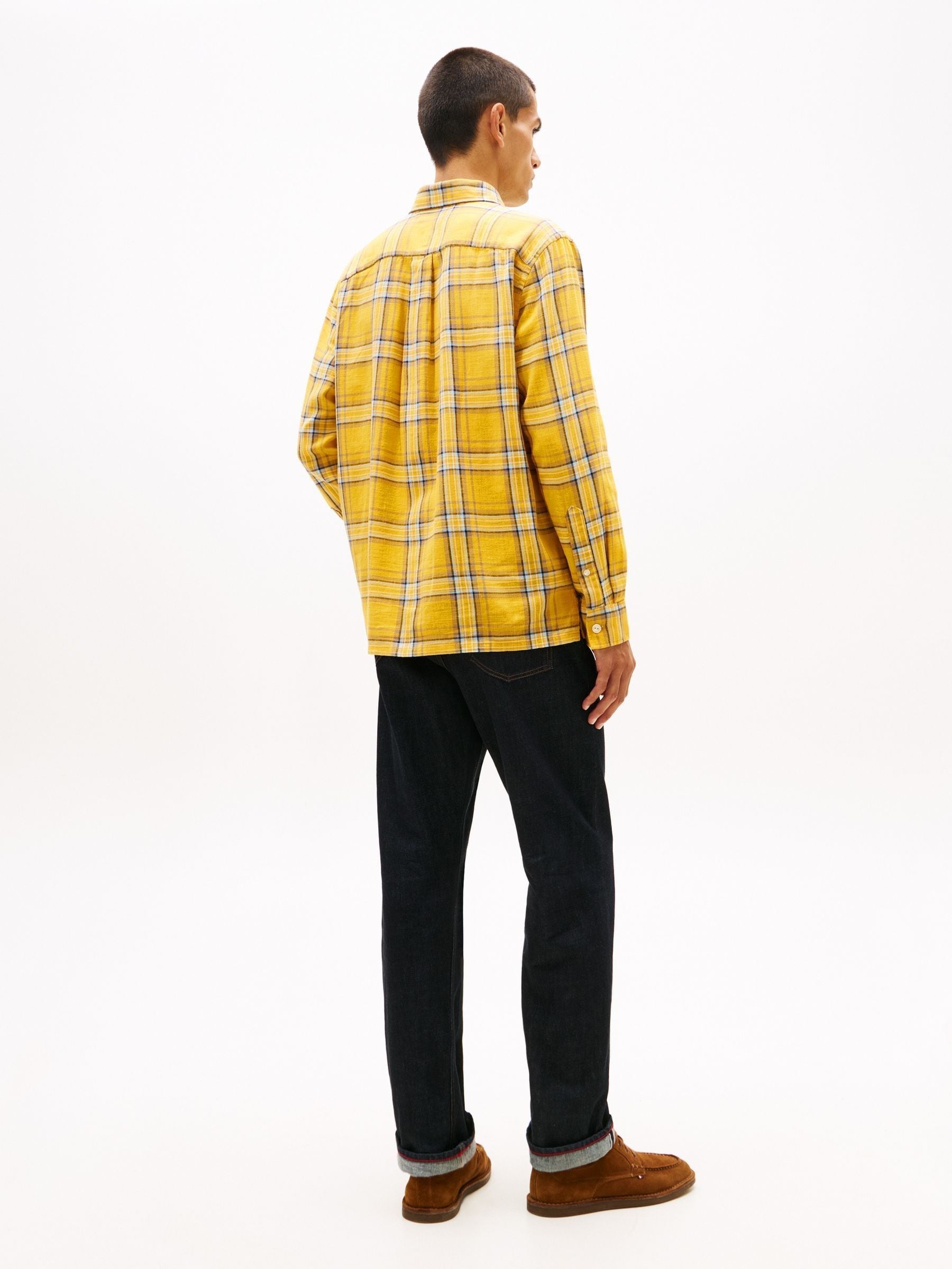 Buy Tommy Hilfiger Yellow Relaxed Fit Textured Twill Check Shirt