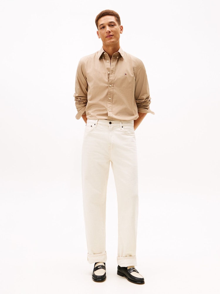 Tommy Hilfiger Brown Flex Regular Fit Poplin Shirt - Image 2 of 5 Tommy Hilfiger Brown Flex Regular Fit Poplin Shirt - Image 2 of 5