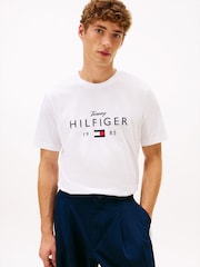 Tommy Hilfiger White Logo Graphic Jersey Crew Neck T-Shirt - Image 1 of 5