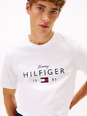 Tommy Hilfiger White Logo Graphic Jersey Crew Neck T-Shirt - Image 4 of 5