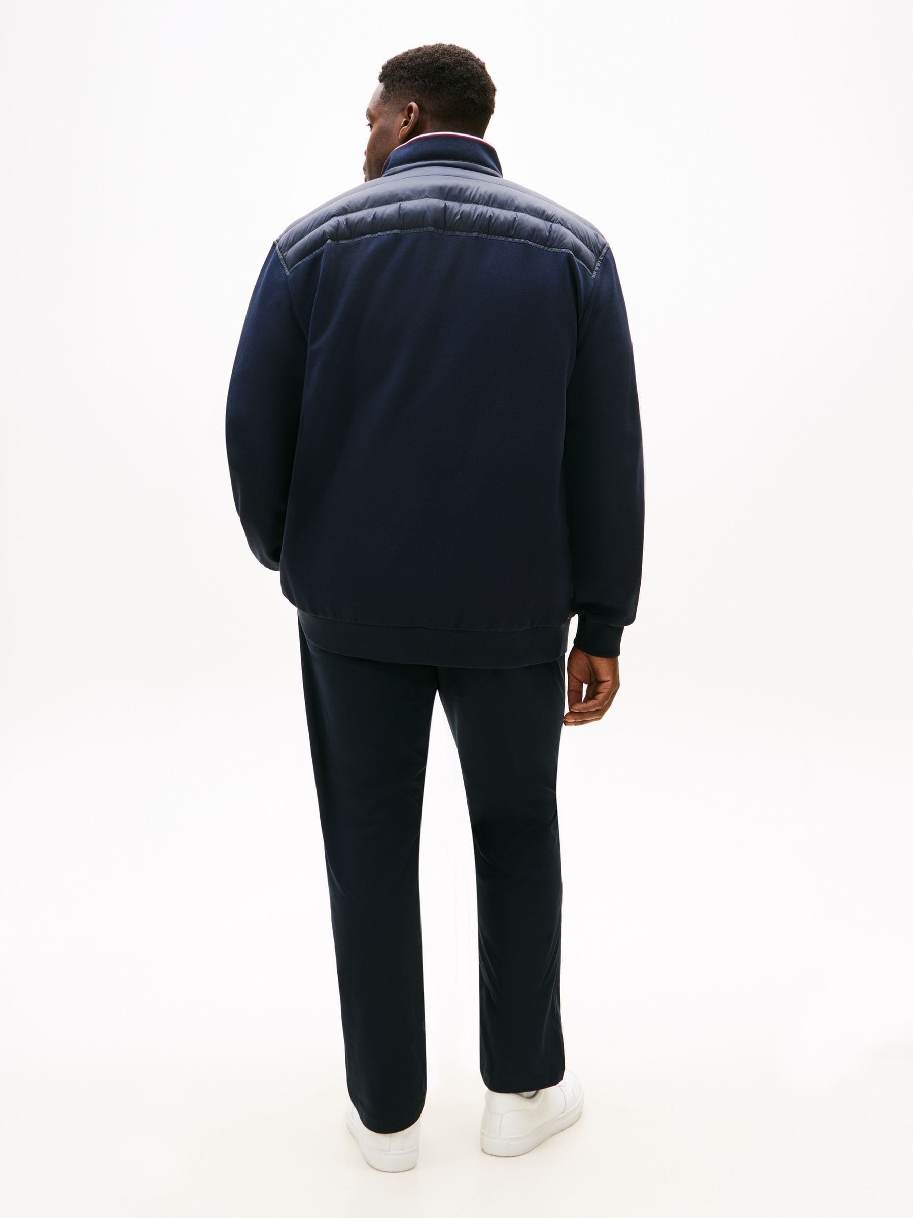 Buy Tommy Hilfiger Blue Mix Media Stand Collar Full Zip Sweatshirt