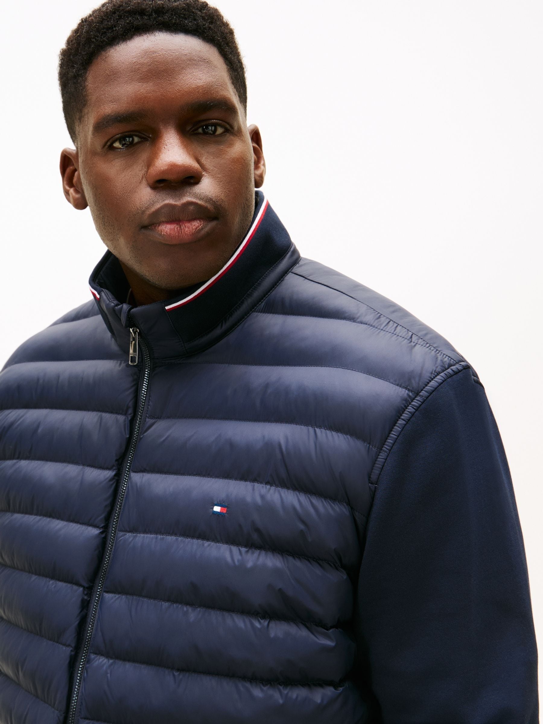 Buy Tommy Hilfiger Blue Mix Media Stand Collar Full Zip Sweatshirt
