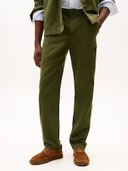 Tommy Hilfiger Green Washed Textured Sateen Utility Trousers - Image 1 of 4