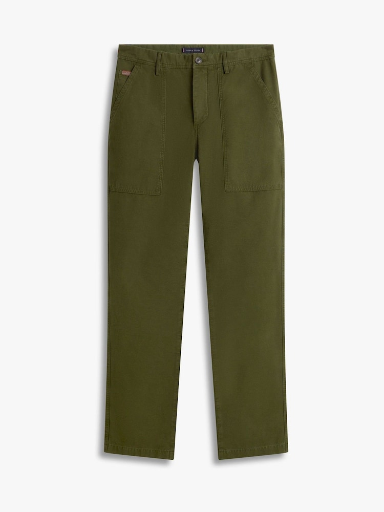 Tommy Hilfiger Green Washed Textured Sateen Utility Trousers - Image 4 of 4 Tommy Hilfiger Green Washed Textured Sateen Utility Trousers - Image 4 of 4