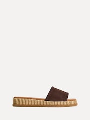 Linzi Tan Brown Stay Raffia Flatform Mule Sandals - Image 2 of 5