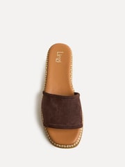 Linzi Tan Brown Stay Raffia Flatform Mule Sandals - Image 5 of 5