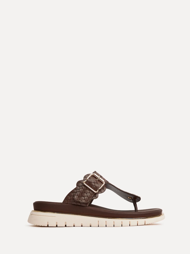 Linzi Brown Jovelle Woven Effect Toe Post Flat Sandals - Image 2 of 5