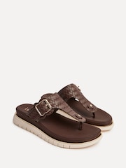 Linzi Brown Jovelle Woven Effect Toe Post Flat Sandals - Image 3 of 5