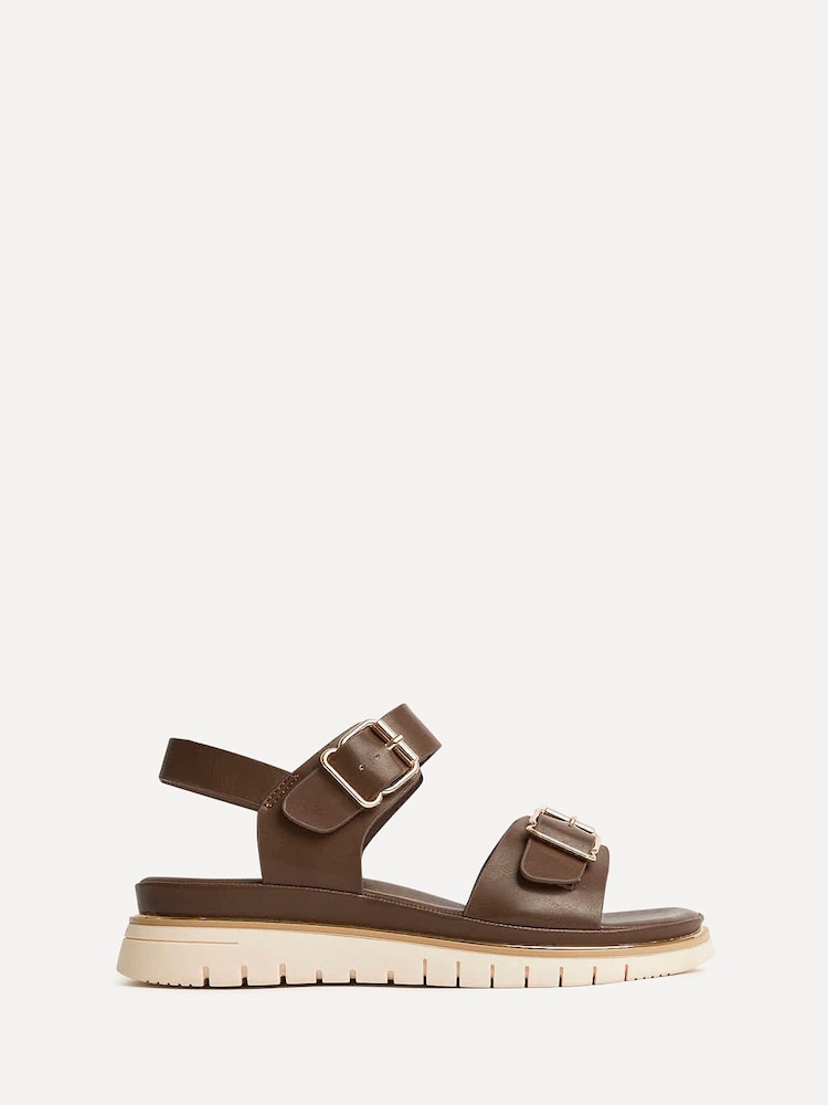 Linzi Brown Karis Double Buckle Flat Sandals - Image 2 of 5