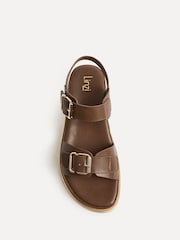 Linzi Brown Karis Double Buckle Flat Sandals - Image 4 of 5