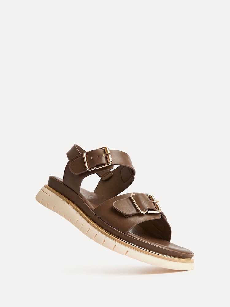 Linzi Brown Karis Double Buckle Flat Sandals - Image 5 of 5