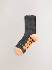Little Bird by Jools Oliver Grey Back to School Bright Rainbow Sole Crew Socks 5 Pack - Image 5 of 8