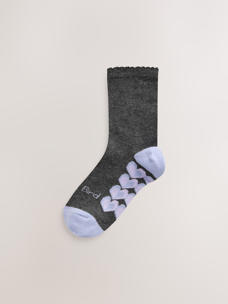 Little Bird by Jools Oliver Grey Back to School Bright Rainbow Sole Crew Socks 5 Pack - Image 6 of 6