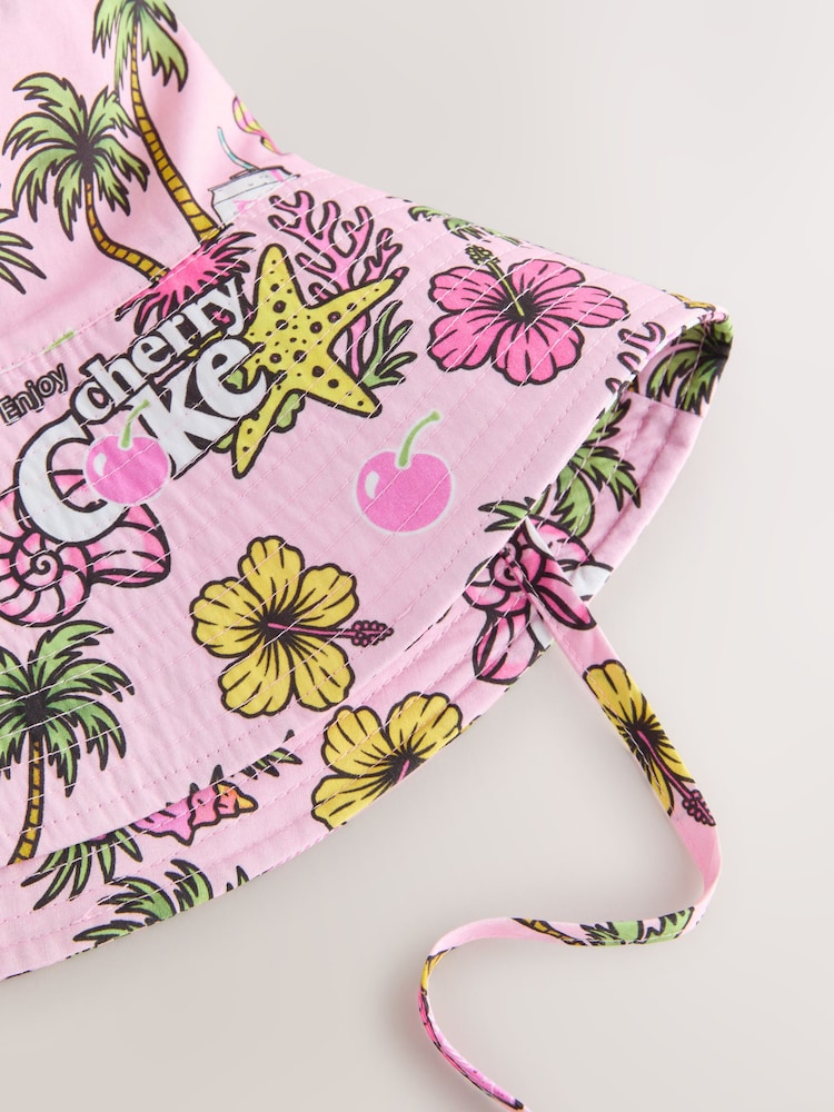 Impression tropicale rose - Cherry Coke Licensed Bucket Hat - Image 7 de 7