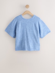 Blue Twist Back Knitted Poncho - Image 1 of 3