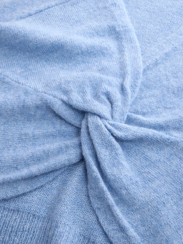 Blue Twist Back Knitted Poncho - Image 3 of 3