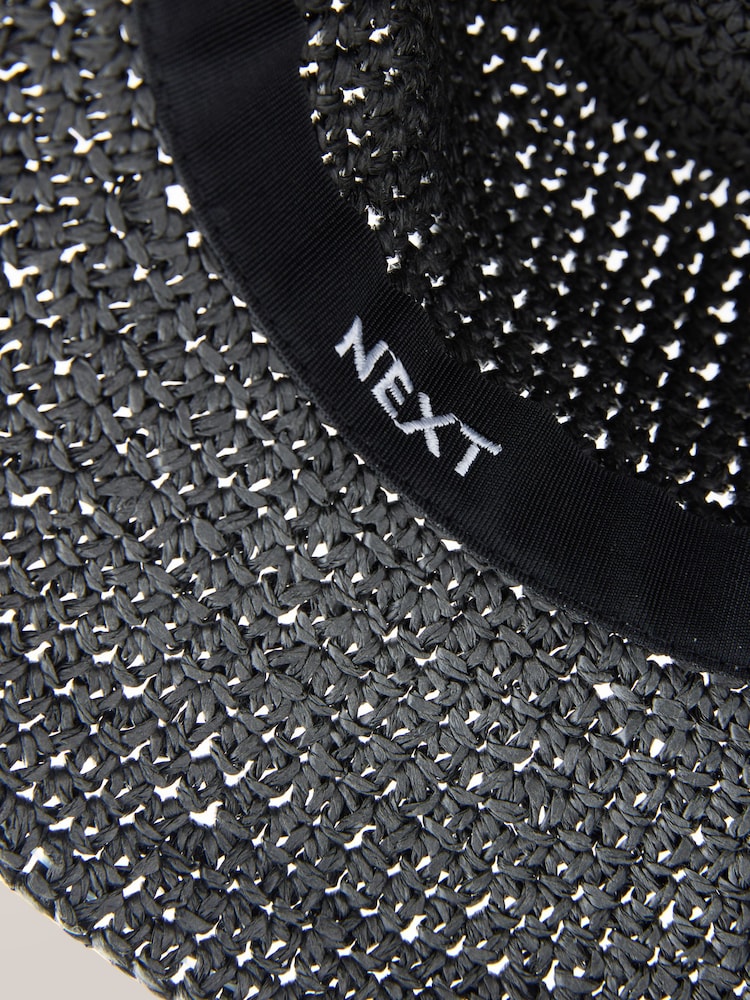 Black Raffia Weave Bucket Hat - Image 6 of 6