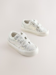 Silver/White Glitter Standard Fit (F) Touch Fastening Trainers - Image 1 of 5
