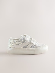 Silver/White Glitter Standard Fit (F) Touch Fastening Trainers - Image 2 of 5