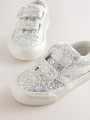 Silver/White Glitter Standard Fit (F) Touch Fastening Trainers - Image 3 of 5