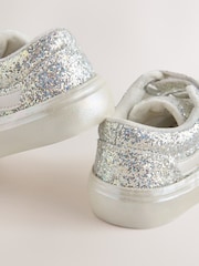 Silver/White Glitter Standard Fit (F) Touch Fastening Trainers - Image 4 of 5