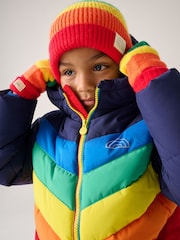 Little Bird by Jools Oliver Multi Bright Rainbow Stripe Knitted Beanie With Mittens/Gloves Set - Image 2 of 5