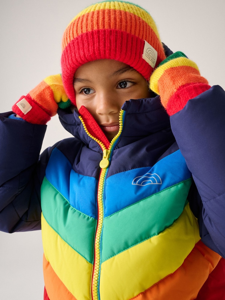 Little Bird by Jools Oliver Multi Bright Rainbow Stripe Knitted Beanie With Mittens/Gloves Set - Image 2 of 5 Little Bird by Jools Oliver Multi Bright Rainbow Stripe Knitted Beanie With Mittens/Gloves Set - Image 2 of 5