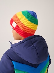 Little Bird by Jools Oliver Multi Bright Rainbow Stripe Knitted Beanie With Mittens/Gloves Set - Image 3 of 5